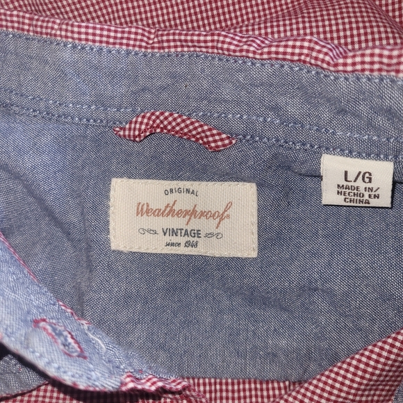 Original Weatherproof Vintage Red and White Gingham Button-Up Shirt L - Picture 6 of 6